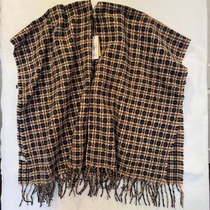 Plaid Fringe‎ natural reflections RUANA PONCHO wrap